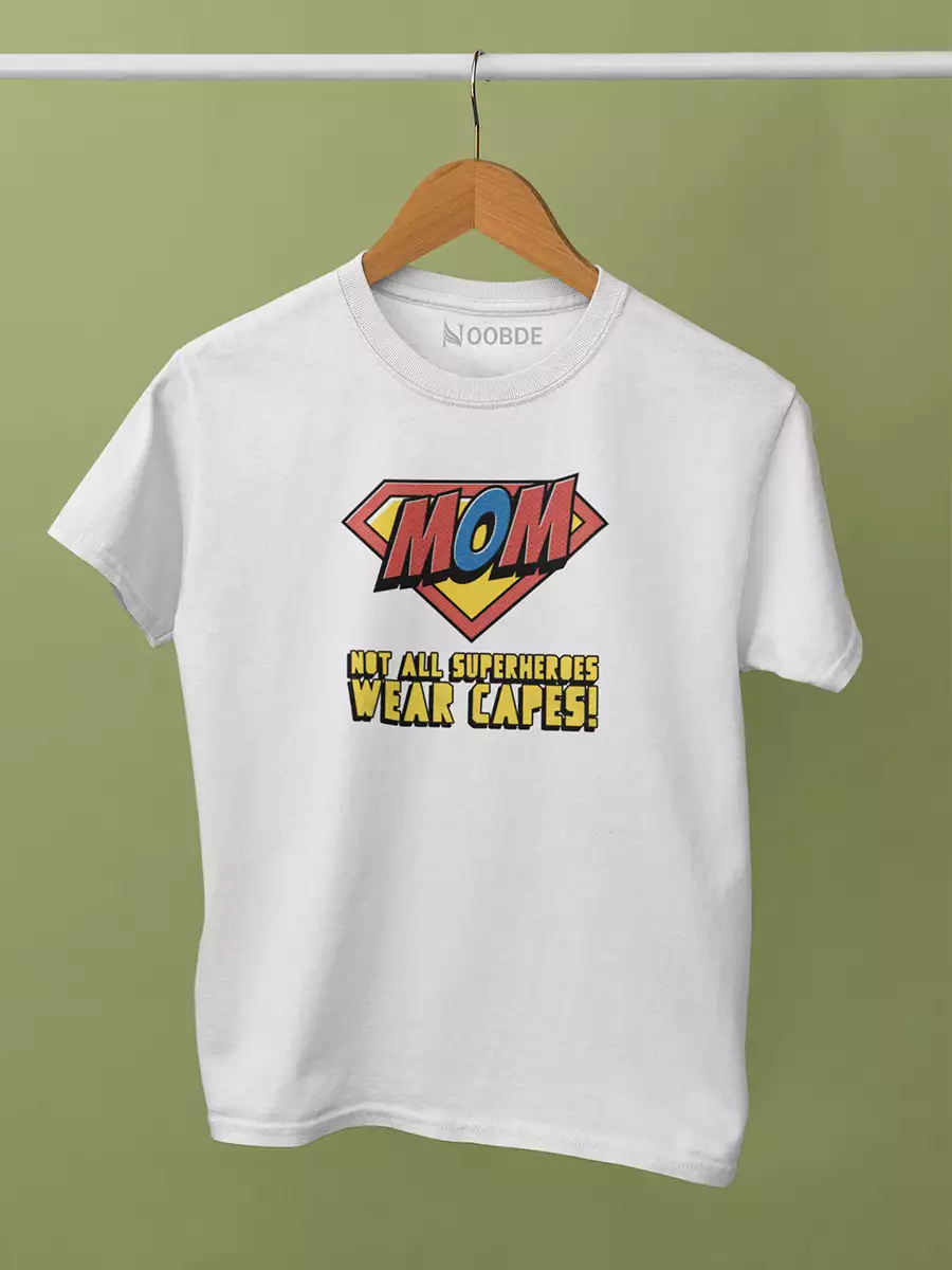 white Super Mom Printed T-Shirt